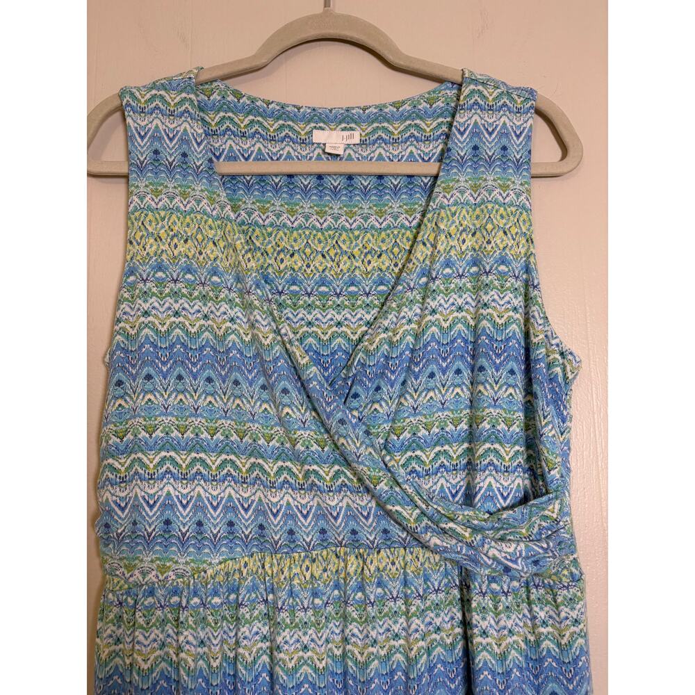 J. Jill Medium Petite Cross Over Faux Wrap Geometric Wave Design Maxi - Picture 2 of 7
